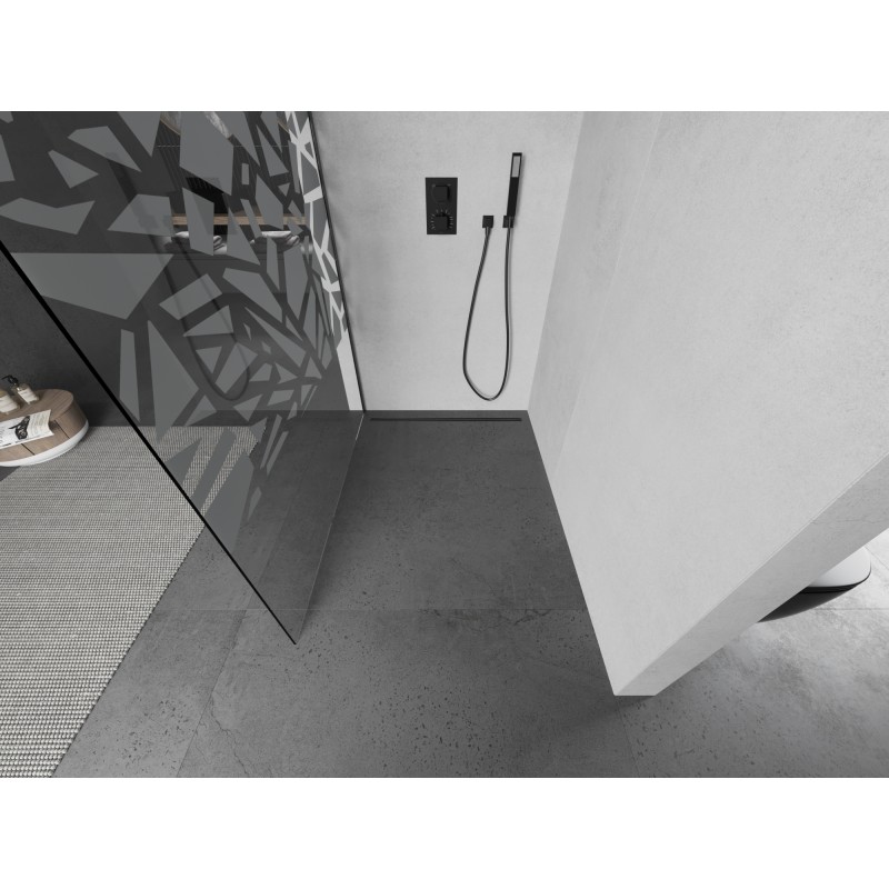 Mexen Kioto ścianka prysznicowa Walk-in 80 x 200 cm, biały wzór 8 mm, gun gray szczotkowany - 800-080-101-66-85