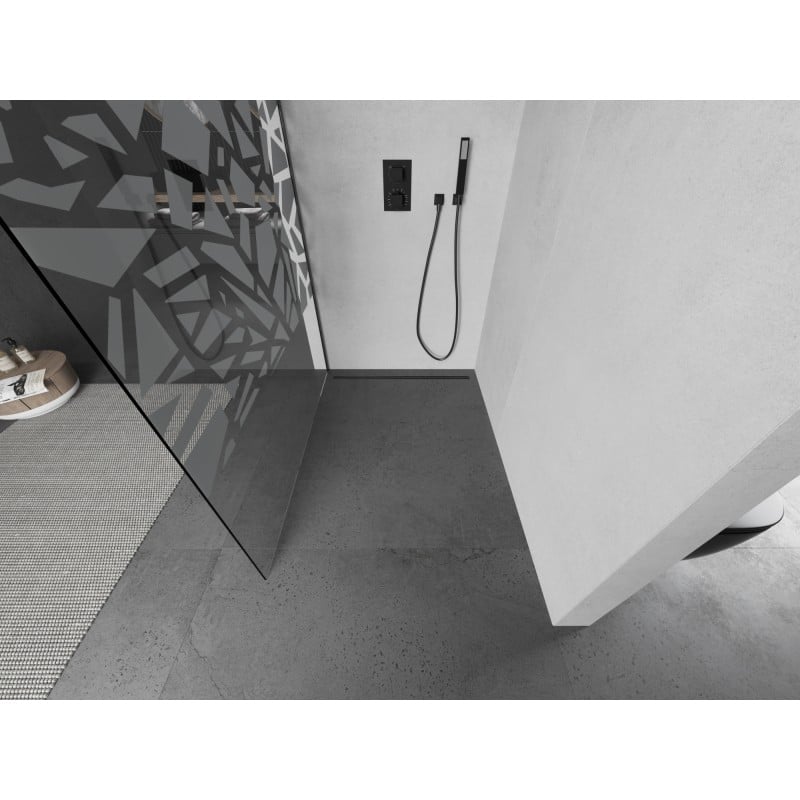 Mexen Kioto ścianka prysznicowa Walk-in 90 x 200 cm, biały wzór 8 mm, gun gray szczotkowany - 800-090-101-66-85