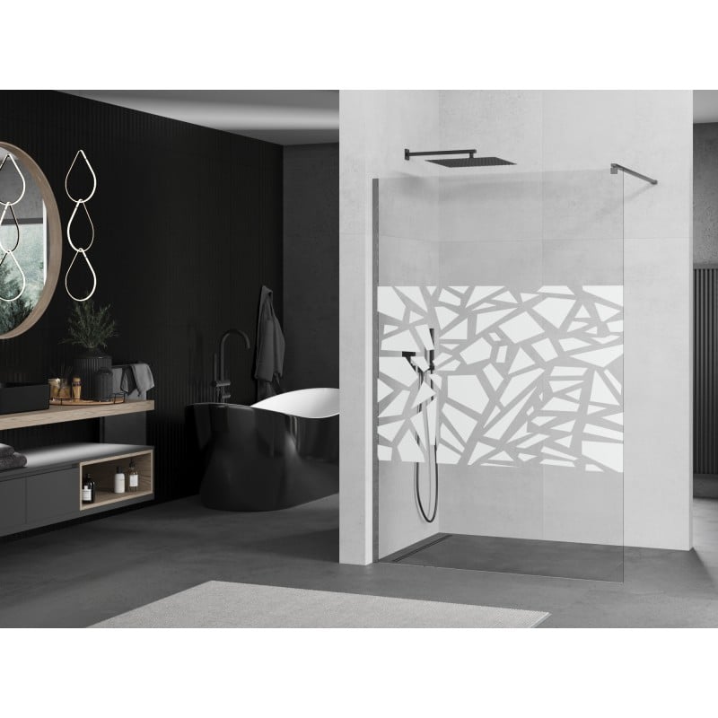 Mexen Kioto ścianka prysznicowa Walk-in 120 x 200 cm, biały wzór 8 mm, gun gray szczotkowany - 800-120-101-66-85