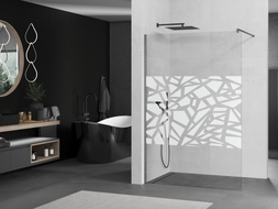 Mexen Kioto ścianka prysznicowa Walk-in 130 x 200 cm, biały wzór 8 mm, gun gray szczotkowany - 800-130-101-66-85