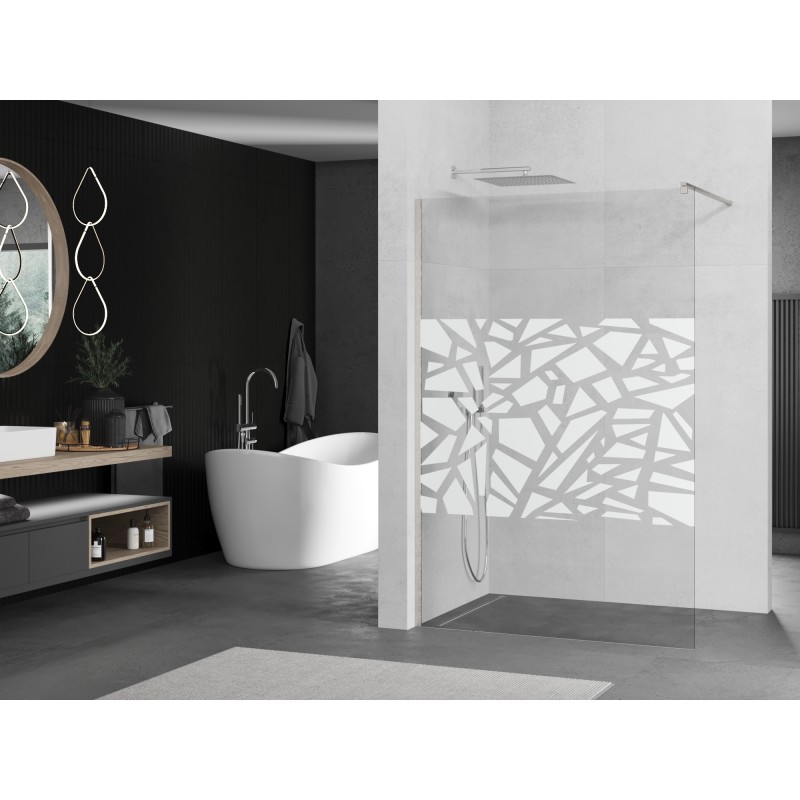 Mexen Kioto ścianka prysznicowa Walk-in 110 x 200 cm, biały wzór 8 mm, nikiel szczotkowany - 800-110-101-97-85