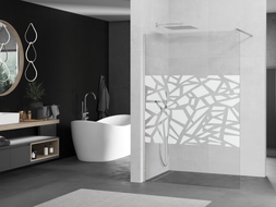 Mexen Kioto ścianka prysznicowa Walk-in 130 x 200 cm, biały wzór 8 mm, nikiel szczotkowany - 800-130-101-97-85