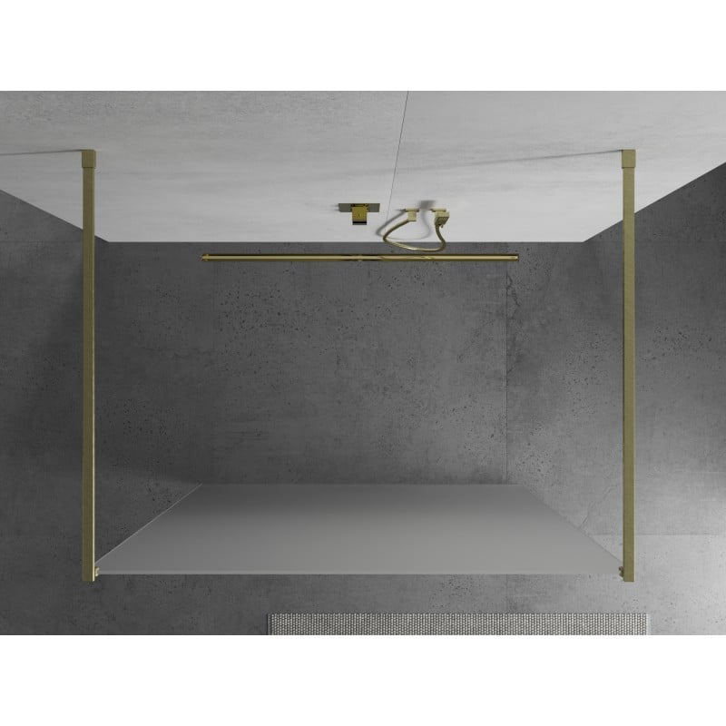 Mexen Kioto ścianka prysznicowa wolnostojąca 120 x 200 cm, szron 8 mm, złota szczotkowana - 800-120-002-55-30