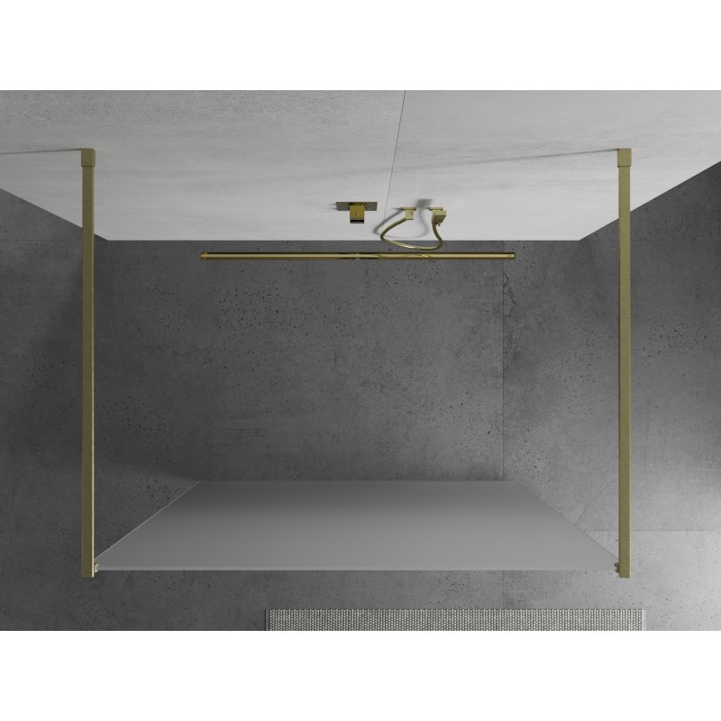 Mexen Kioto ścianka prysznicowa wolnostojąca 140 x 200 cm, szron 8 mm, złota szczotkowana - 800-140-002-55-30
