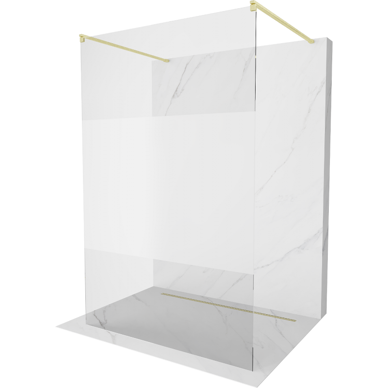 Mexen Kioto ścianka prysznicowa wolnostojąca 120 x 200 cm, transparent/szron 8 mm, złota szczotkowana - 800-120-002-55-35
