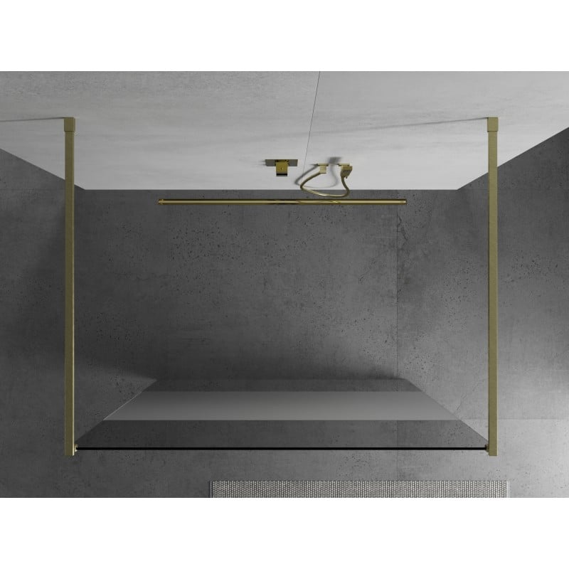 Mexen Kioto ścianka prysznicowa wolnostojąca 130 x 200 cm, transparent/szron 8 mm, złota szczotkowana - 800-130-002-55-35