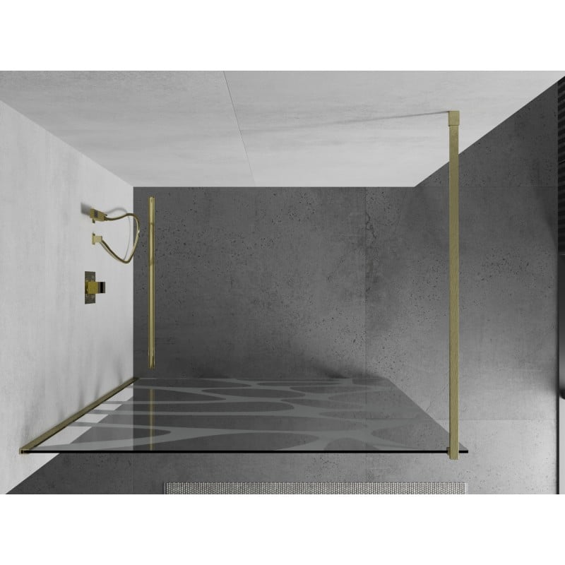 Mexen Kioto ścianka prysznicowa Walk-in 70 x 200 cm, biała fala 8 mm, złota szczotkowana - 800-070-101-55-97