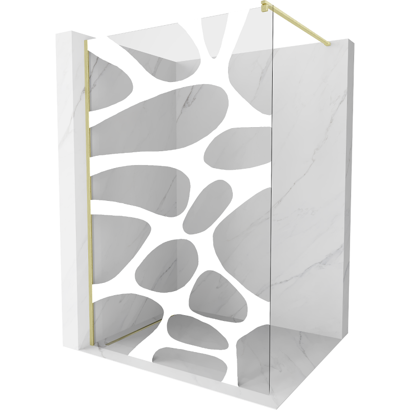 Mexen Kioto ścianka prysznicowa Walk-in 70 x 200 cm, biała fala 8 mm, złota szczotkowana - 800-070-101-55-97