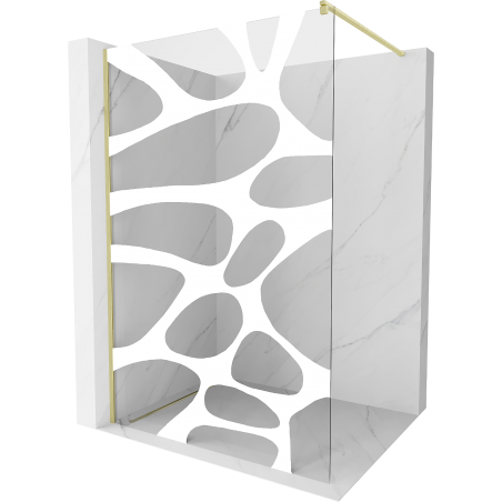 Mexen Kioto ścianka prysznicowa Walk-in 70 x 200 cm, biała fala 8 mm, złota szczotkowana - 800-070-101-55-97