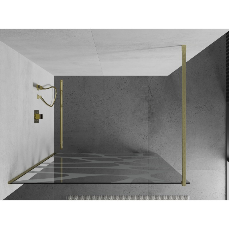 Mexen Kioto ścianka prysznicowa Walk-in 80 x 200 cm, biała fala 8 mm, złota szczotkowana - 800-080-101-55-97