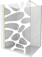 Mexen Kioto ścianka prysznicowa Walk-in 130 x 200 cm, biała fala 8 mm, złota szczotkowana - 800-130-101-55-97