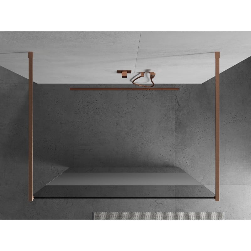 Mexen Kioto ścianka prysznicowa wolnostojąca 140 x 200 cm, transparent/szron 8 mm, miedź szczotkowana - 800-140-002-65-35