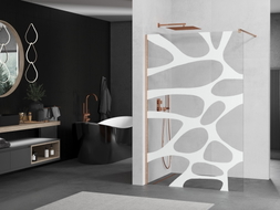 Mexen Kioto ścianka prysznicowa Walk-in 70 x 200 cm, biała fala 8 mm, miedź szczotkowana - 800-070-101-65-97
