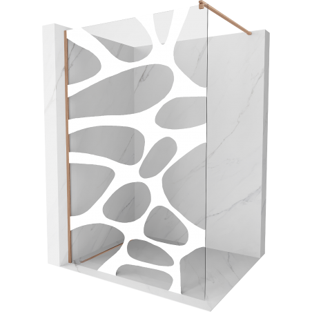 Mexen Kioto ścianka prysznicowa Walk-in 70 x 200 cm, biała fala 8 mm, miedź szczotkowana - 800-070-101-65-97