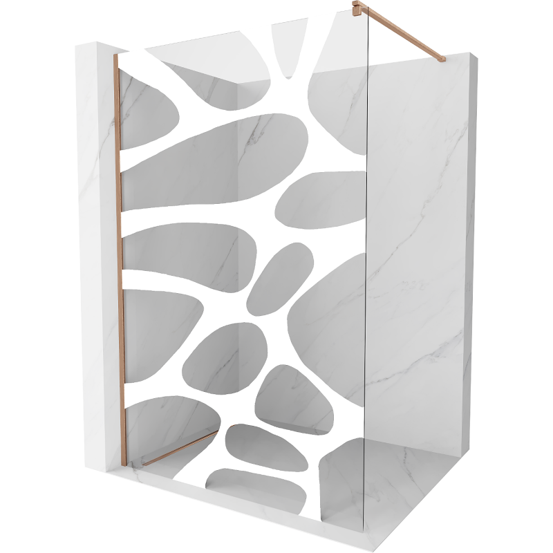 Mexen Kioto ścianka prysznicowa Walk-in 90 x 200 cm, biała fala 8 mm, miedź szczotkowana - 800-090-101-65-97