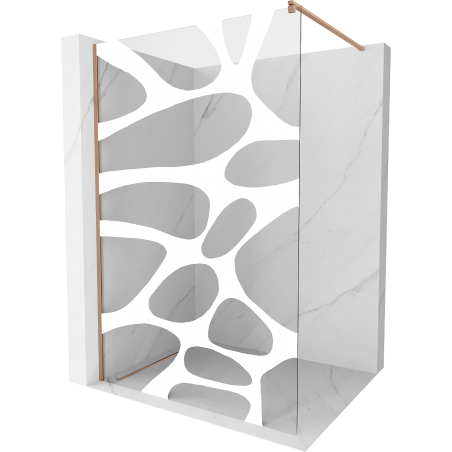 Mexen Kioto ścianka prysznicowa Walk-in 90 x 200 cm, biała fala 8 mm, miedź szczotkowana - 800-090-101-65-97