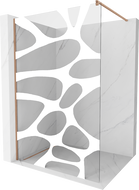 Mexen Kioto ścianka prysznicowa Walk-in 110 x 200 cm, biała fala 8 mm, miedź szczotkowana - 800-110-101-65-97
