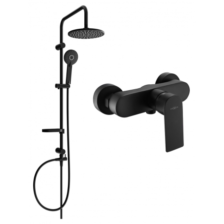 Mexen Carl zestaw prysznicowy natynkowy z deszczownicą i baterią prysznicową Royo, czarny - 72240240-70