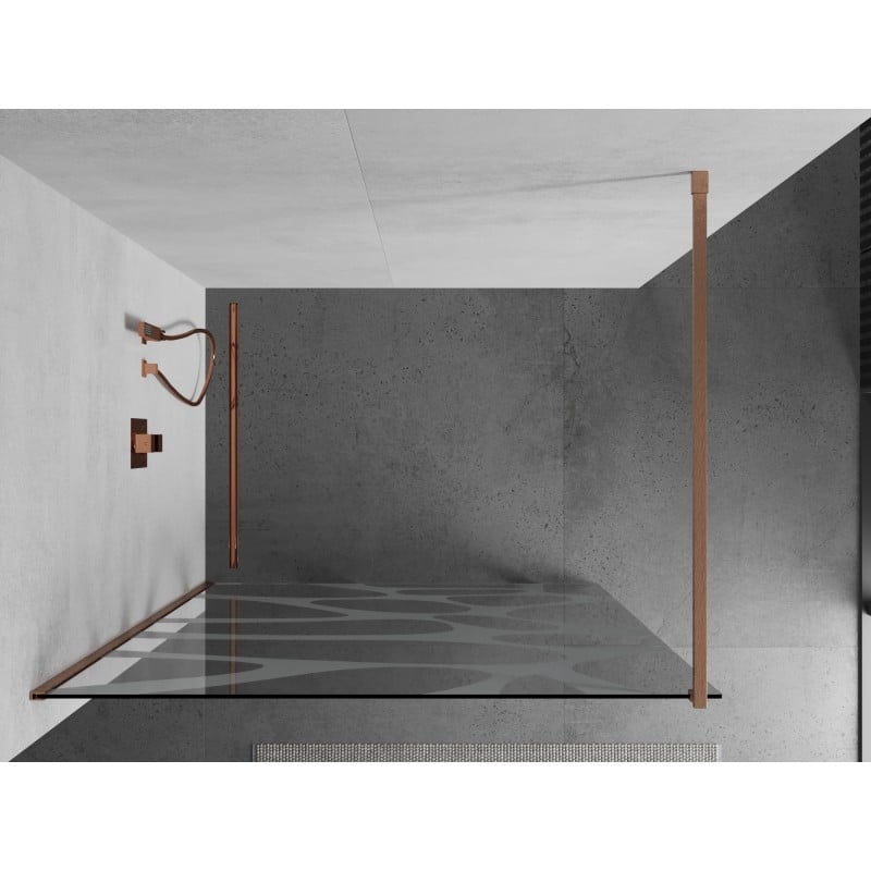 Mexen Kioto ścianka prysznicowa Walk-in 120 x 200 cm, biała fala 8 mm, miedź szczotkowana - 800-120-101-65-97