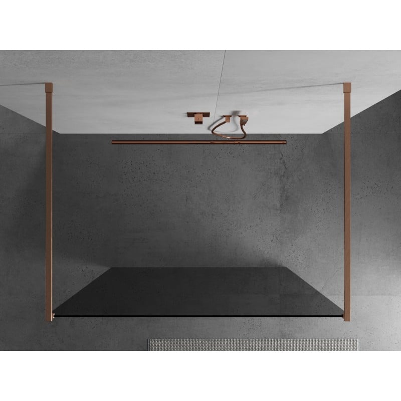 Mexen Kioto ścianka prysznicowa wolnostojąca 110 x 200 cm, grafit 8 mm, miedź szczotkowana - 800-110-002-65-40