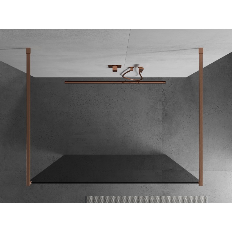 Mexen Kioto ścianka prysznicowa wolnostojąca 140 x 200 cm, grafit 8 mm, miedź szczotkowana - 800-140-002-65-40