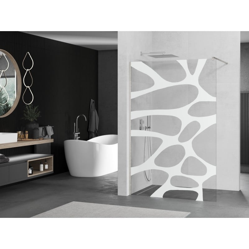 Mexen Kioto ścianka prysznicowa Walk-in 70 x 200 cm, biała fala 8 mm, nikiel szczotkowany - 800-070-101-97-97