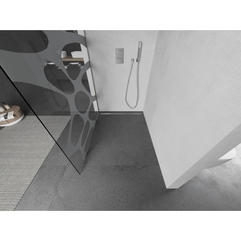 Mexen Kioto ścianka prysznicowa Walk-in 80 x 200 cm, biała fala 8 mm, nikiel szczotkowany - 800-080-101-97-97