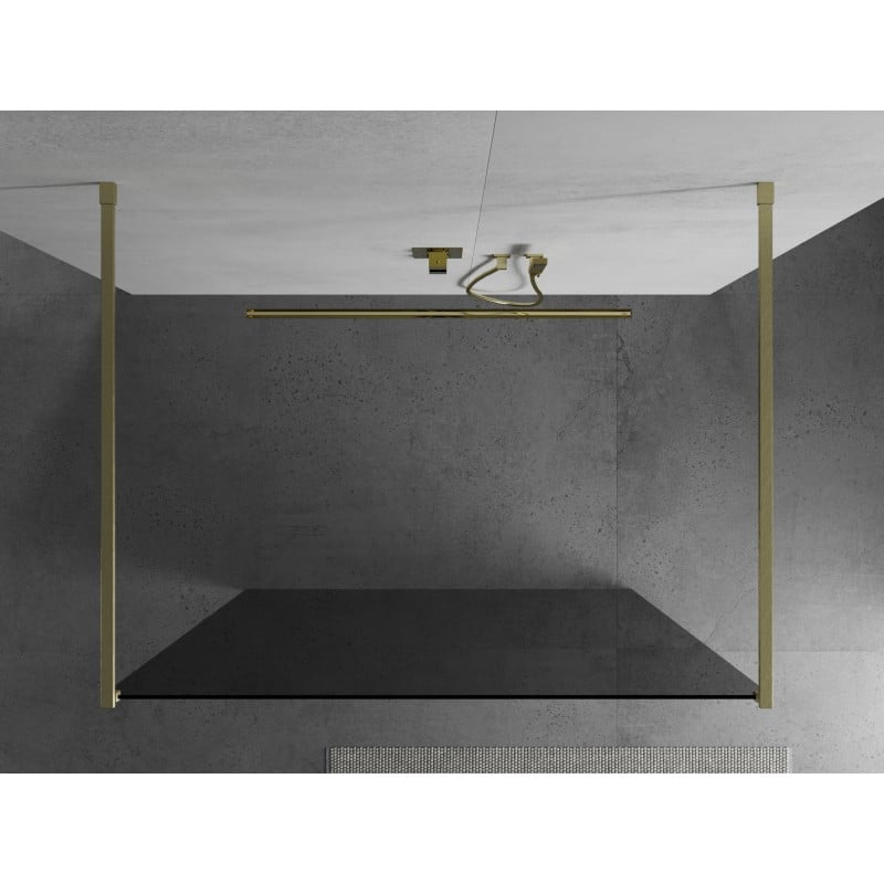 Mexen Kioto ścianka prysznicowa wolnostojąca 130 x 200 cm, grafit 8 mm, złota szczotkowana - 800-130-002-55-40
