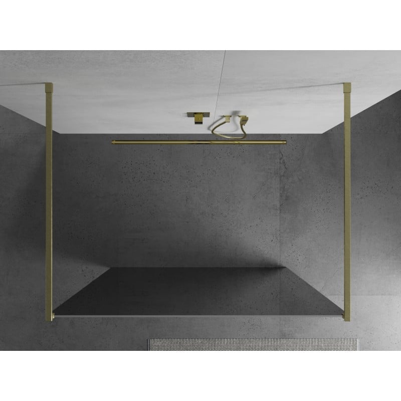 Mexen Kioto ścianka prysznicowa wolnostojąca 110 x 200 cm, lustro 8 mm, złota szczotkowana - 800-110-002-55-50