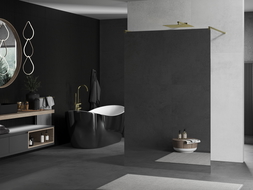 Mexen Kioto ścianka prysznicowa wolnostojąca 120 x 200 cm, lustro 8 mm, złota szczotkowana - 800-120-002-55-50