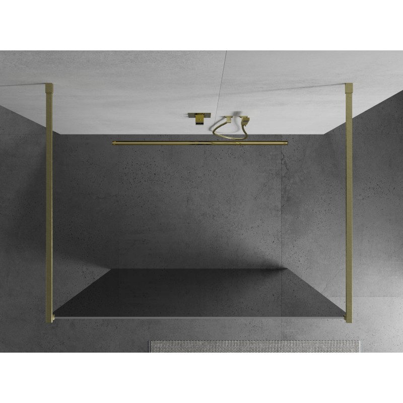 Mexen Kioto ścianka prysznicowa wolnostojąca 120 x 200 cm, lustro 8 mm, złota szczotkowana - 800-120-002-55-50