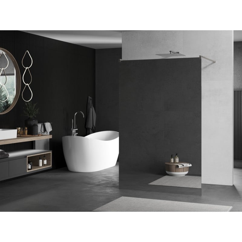 Mexen Kioto ścianka prysznicowa wolnostojąca 110 x 200 cm, lustro 8 mm, nikiel szczotkowany - 800-110-002-97-50