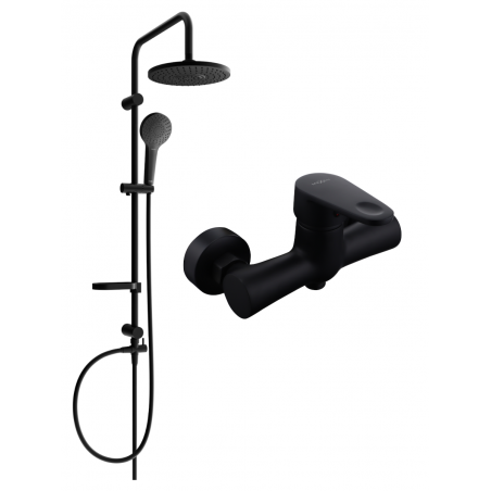 Mexen Erik zestaw prysznicowy natynkowy z deszczownicą i baterią prysznicową Kama, czarny - 72540205-70