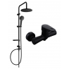Mexen Erik zestaw prysznicowy natynkowy z deszczownicą i baterią prysznicową Kama, czarny - 72540205-70