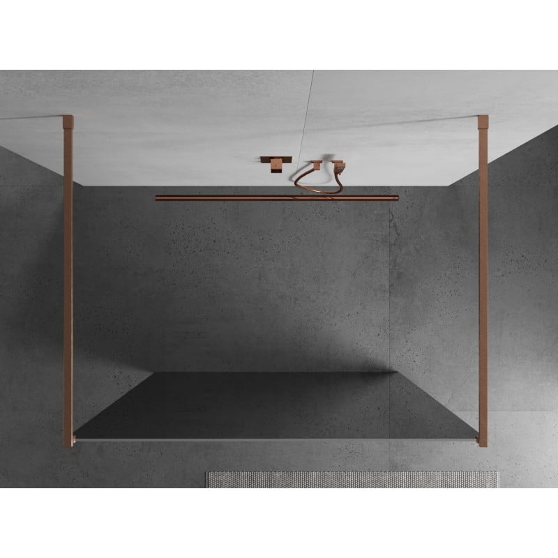 Mexen Kioto ścianka prysznicowa wolnostojąca 130 x 200 cm, lustro 8 mm, miedź szczotkowana - 800-130-002-65-50