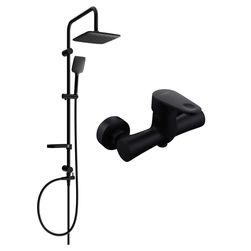 Mexen Sven zestaw prysznicowy natynkowy z deszczownicą i baterią prysznicową Kama, czarny - 72540262-70
