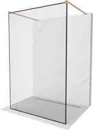 Mexen Kioto ścianka prysznicowa wolnostojąca 110 x 200 cm, czarna ramka 8 mm, miedź szczotkowana - 800-110-002-65-70