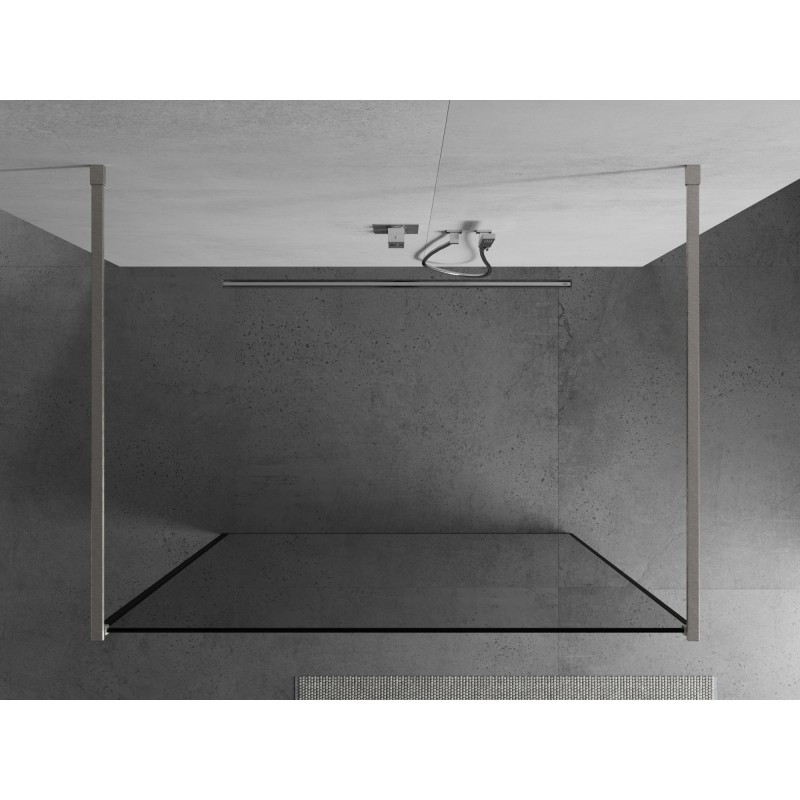 Mexen Kioto ścianka prysznicowa wolnostojąca 110 x 200 cm, czarna ramka 8 mm, nikiel szczotkowany - 800-110-002-97-70