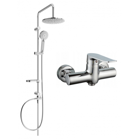 Mexen Carl zestaw prysznicowy natynkowy z deszczownicą i baterią prysznicową Pecos, chrom - 72740240-00