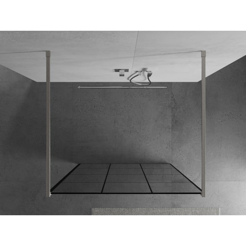 Mexen Kioto ścianka prysznicowa wolnostojąca 120 x 200 cm, czarna kratka 8 mm, nikiel szczotkowany - 800-120-002-97-77