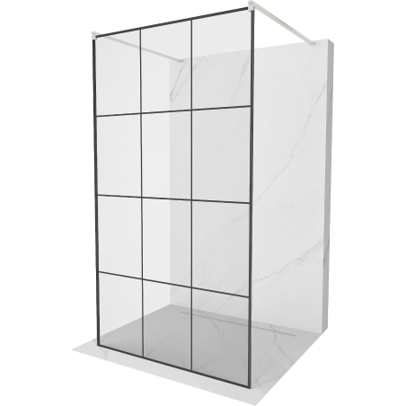 Mexen Kioto ścianka prysznicowa wolnostojąca 110 x 200 cm, czarna kratka 8 mm, nikiel szczotkowany - 800-110-002-97-77