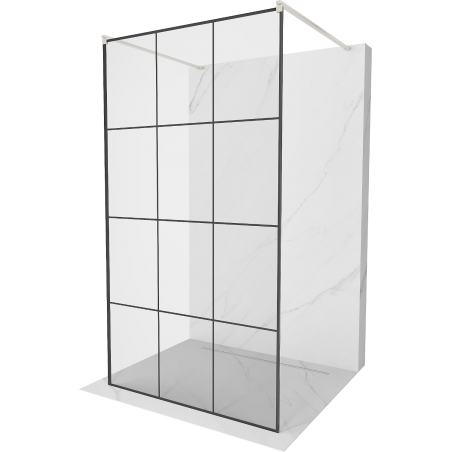 Mexen Kioto ścianka prysznicowa wolnostojąca 100 x 200 cm, czarna kratka 8 mm, nikiel szczotkowany - 800-100-002-97-77