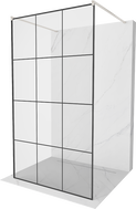 Mexen Kioto ścianka prysznicowa wolnostojąca 100 x 200 cm, czarna kratka 8 mm, nikiel szczotkowany - 800-100-002-97-77