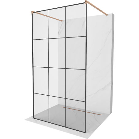 Mexen Kioto ścianka prysznicowa wolnostojąca 100 x 200 cm, czarna kratka 8 mm, miedź szczotkowana - 800-100-002-65-77