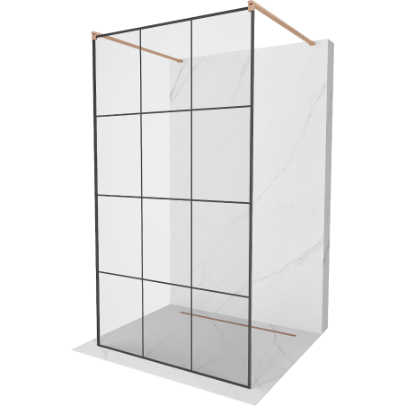 Mexen Kioto ścianka prysznicowa wolnostojąca 120 x 200 cm, czarna kratka 8 mm, miedź szczotkowana - 800-120-002-65-77