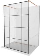 Mexen Kioto ścianka prysznicowa wolnostojąca 130 x 200 cm, czarna kratka 8 mm, miedź szczotkowana - 800-130-002-65-77