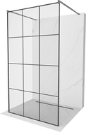 Mexen Kioto ścianka prysznicowa wolnostojąca 100 x 200 cm, czarna kratka 8 mm, gun gray szczotkowany - 800-100-002-66-77