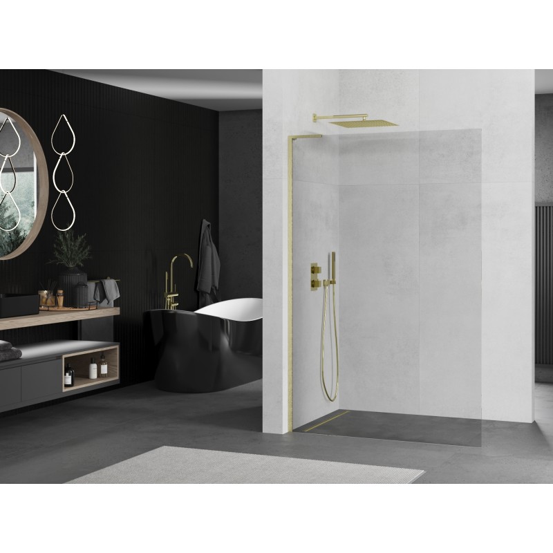 Mexen Kioto L ścianka prysznicowa Walk-in 50 x 200 cm, transparent, złota szczotkowana - 800-050-103-55-00