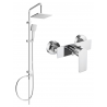 Mexen Tord zestaw prysznicowy natynkowy z deszczownicą i baterią prysznicową Alfa, chrom - 745740200-00