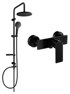 Mexen Erik zestaw prysznicowy natynkowy z deszczownicą i baterią prysznicową Alfa, czarny - 745740205-70